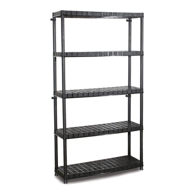 Ram Quality Products Optimo 16 inch 5 Tier Plastic Shelves, Black (Open Box) - VMInnovations