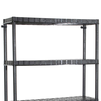 Ram Quality Products Optimo 16 inch 5 Tier Plastic Shelves, Black (Open Box) - VMInnovations