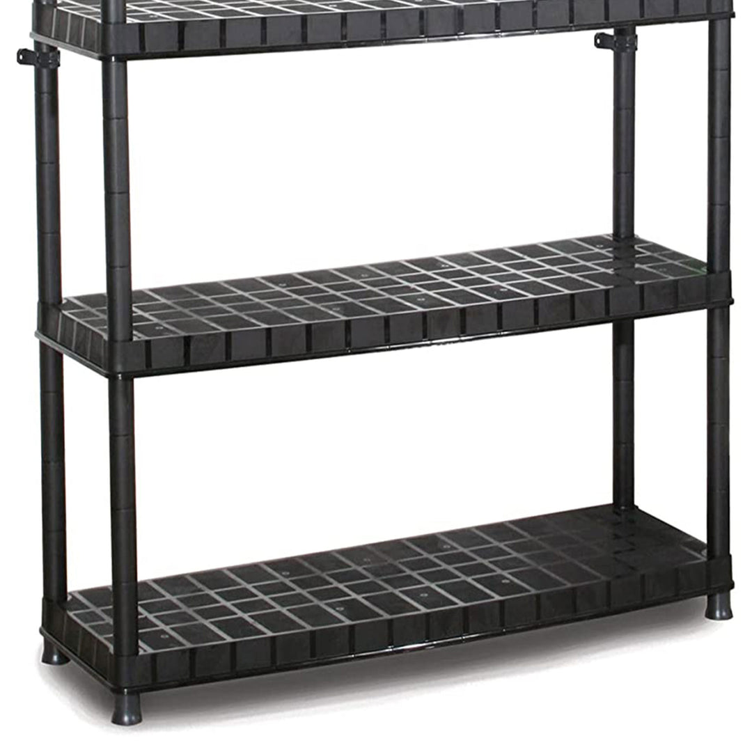 Ram Quality Products Optimo 16 inch 5 Tier Plastic Storage Shelves, Black