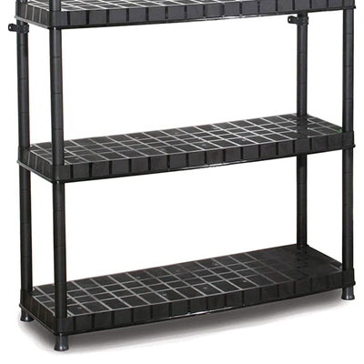 Ram Quality Products Optimo 16 inch 5 Tier Plastic Shelves, Black (Open Box) - VMInnovations