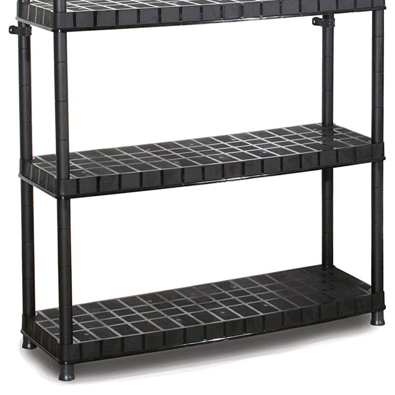 Optimo 16 inch 5 Tier Plastic Storage Shelves, Black (For Parts)