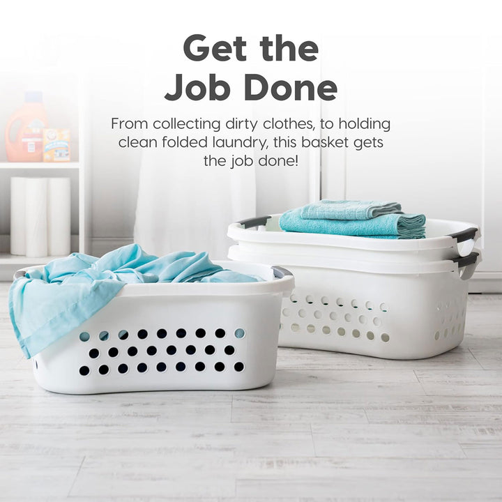 IRIS 589132 Comfort Carry White Plastic Lightweight Laundry Basket, Pack of 3