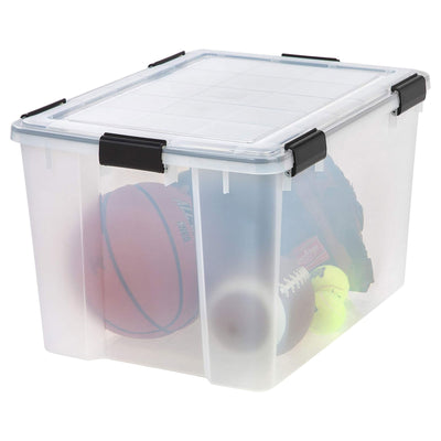 IRIS USA Clear Weathertight 74 Quart Buckle Down Storage Box Container, (4 Pack)