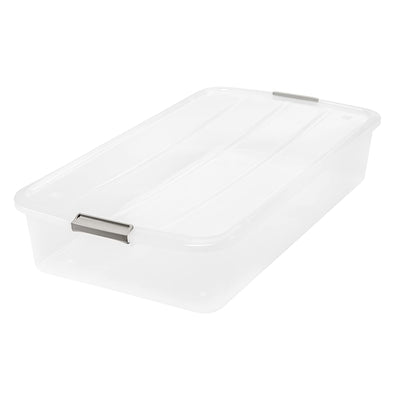 IRIS USA 50 Q Clear Plastic Underbed Latched Stack Storage Container Box (Used)