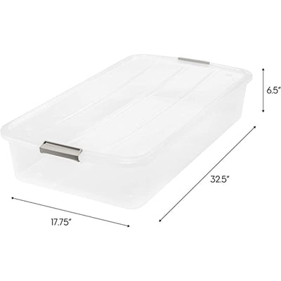 IRIS USA 50 Q Clear Plastic Underbed Latched Stack Storage Container Box (Used)