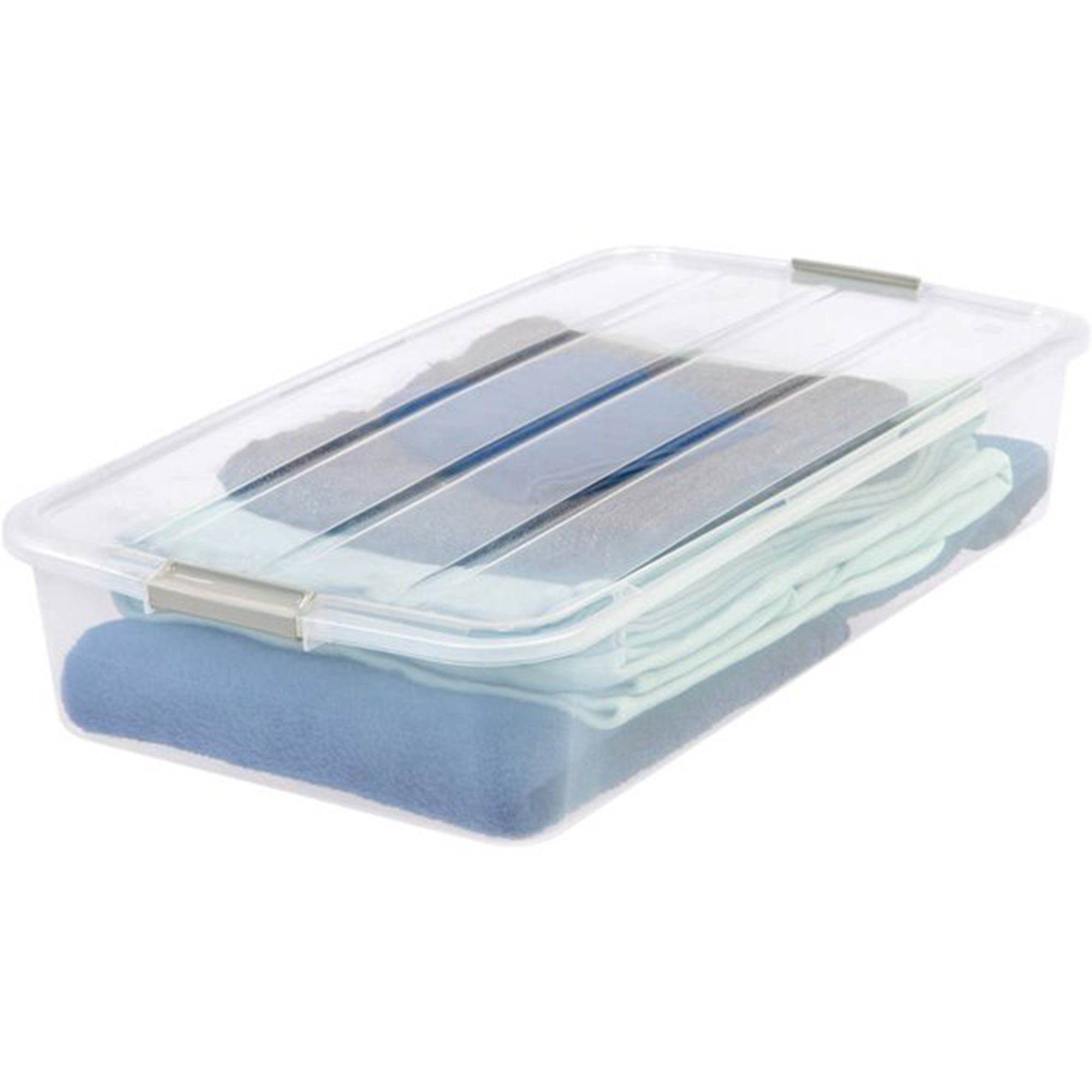 IRIS USA 50 Q Clear Plastic Underbed Latched Stack Storage Container Box (Used)