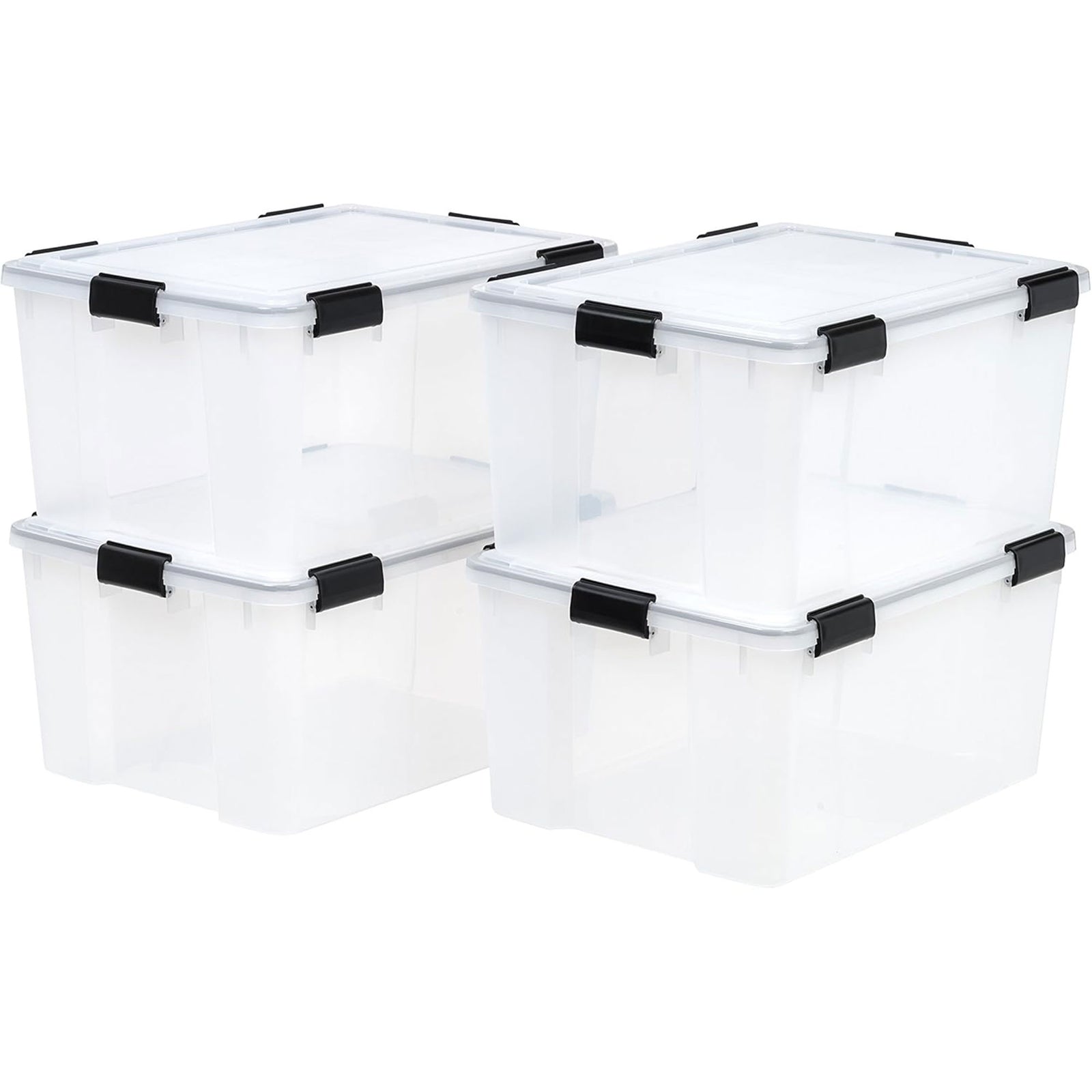 IRIS USA 110559 62.8 Quart Weathertight Plastic Storage Box, Clear (4 Pack) - VMInnovations