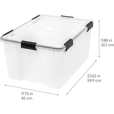 IRIS USA 8 Pack 62.8 Qt Storage Bins Plastic Gasket Box with Tight Latching Lids