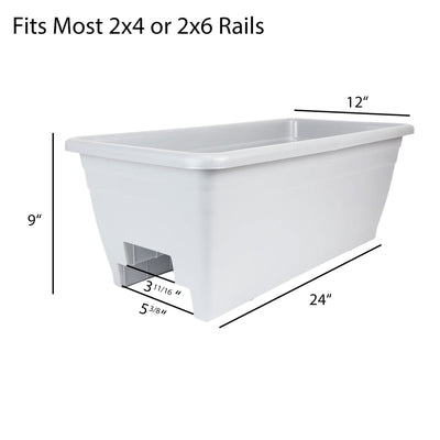 HC Companies Heavy Duty 24" Deck Rail Box Planter with Drainage Holes (Open Box)