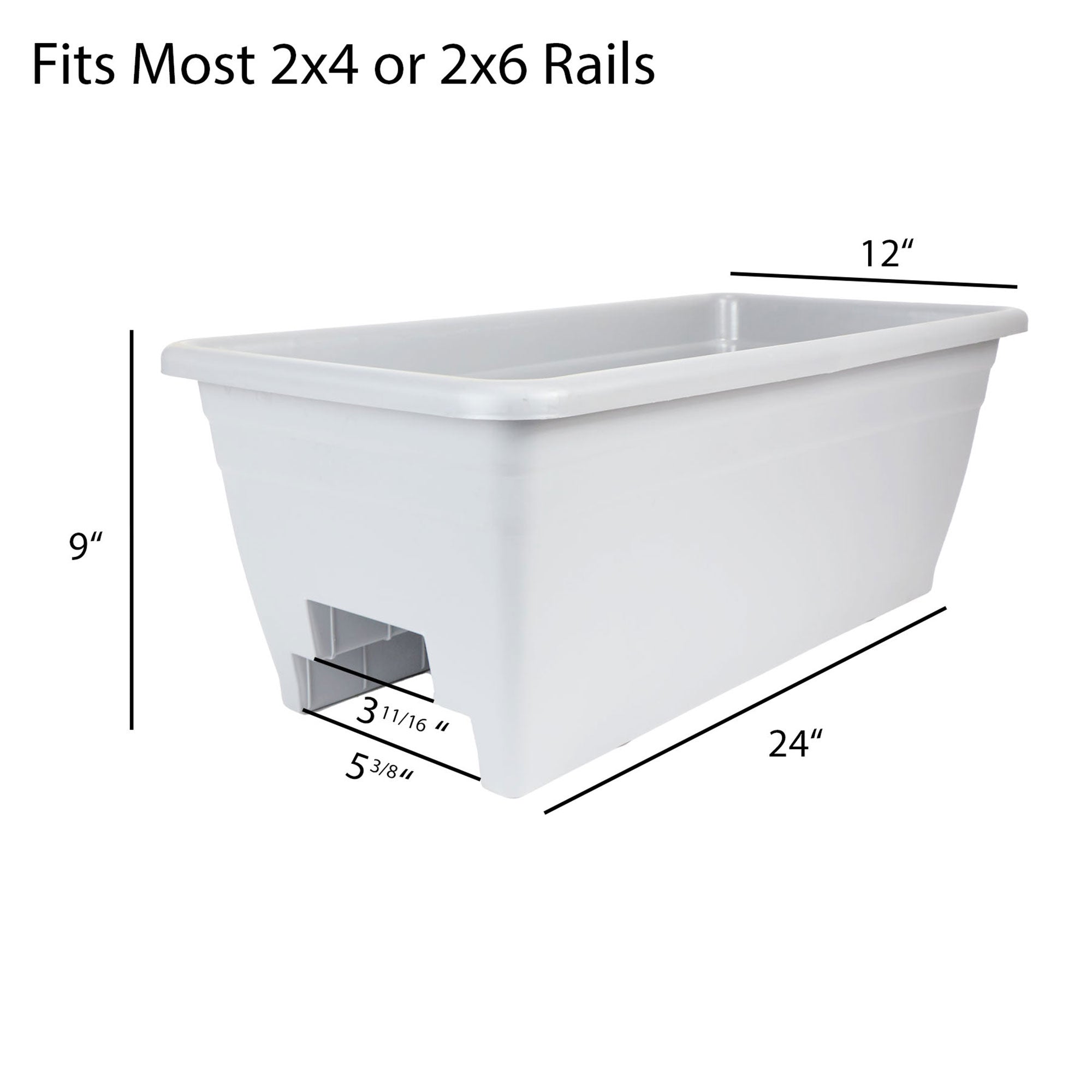 HC Companies Heavy Duty 24" Deck Rail Box Planter with Drainage Holes (Used) - VMInnovations