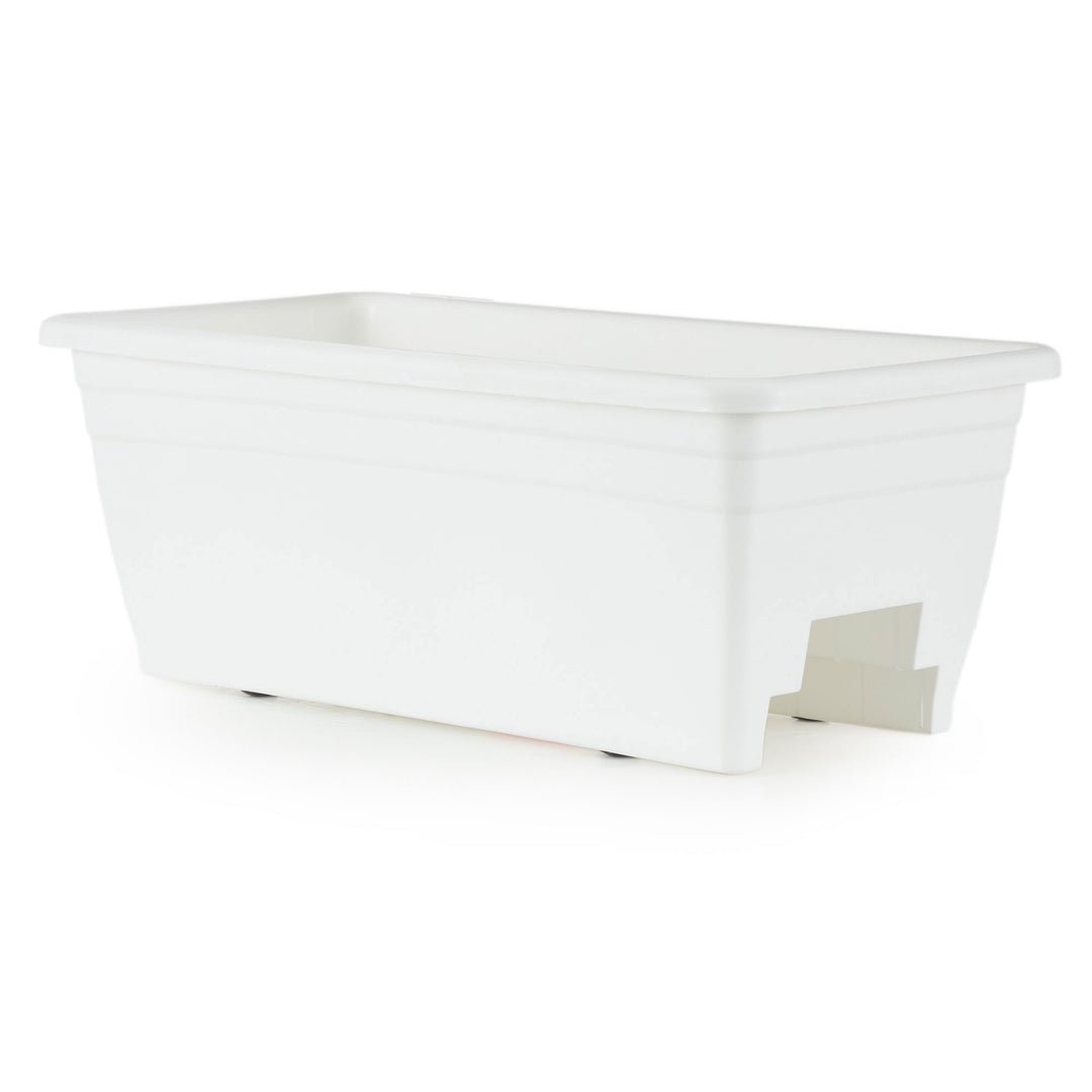 HC Companies Heavy Duty 24 Inch Deck Rail Box Planter with Drainage Holes, White