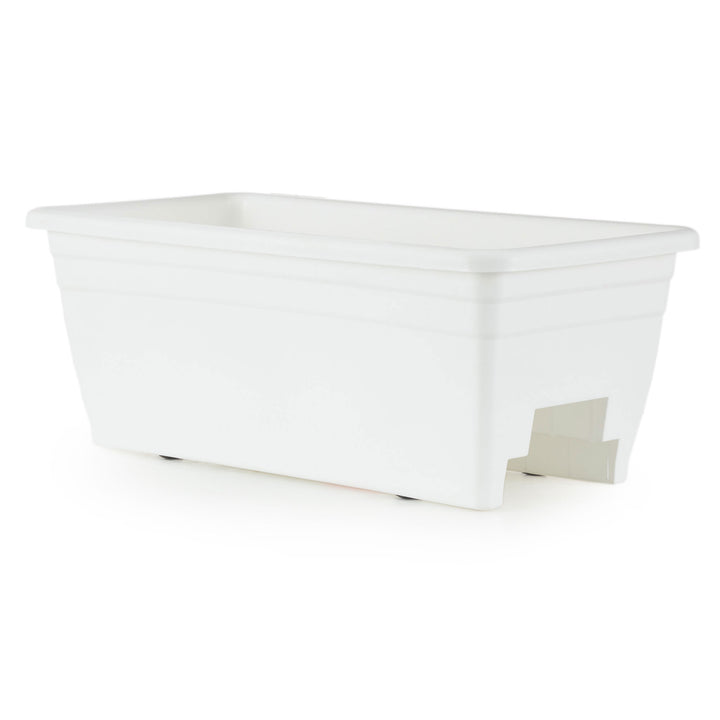 HC Companies Heavy Duty 24 Inch Deck Rail Box Planter with Drainage Holes, White