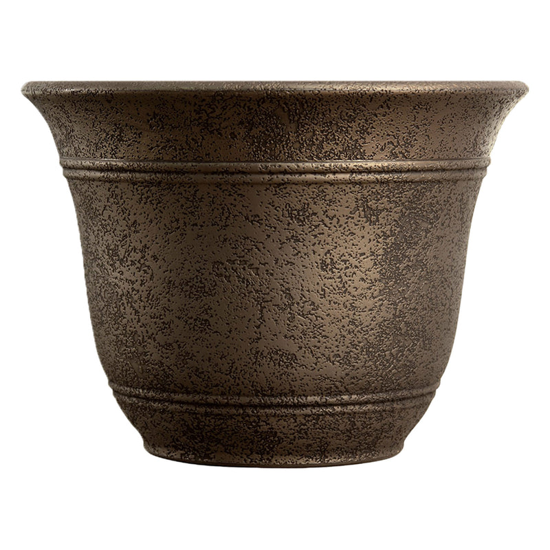 HC Companies 13-Inch Wide Sierra Planter Round Plastic Planter, Nordic Bronze