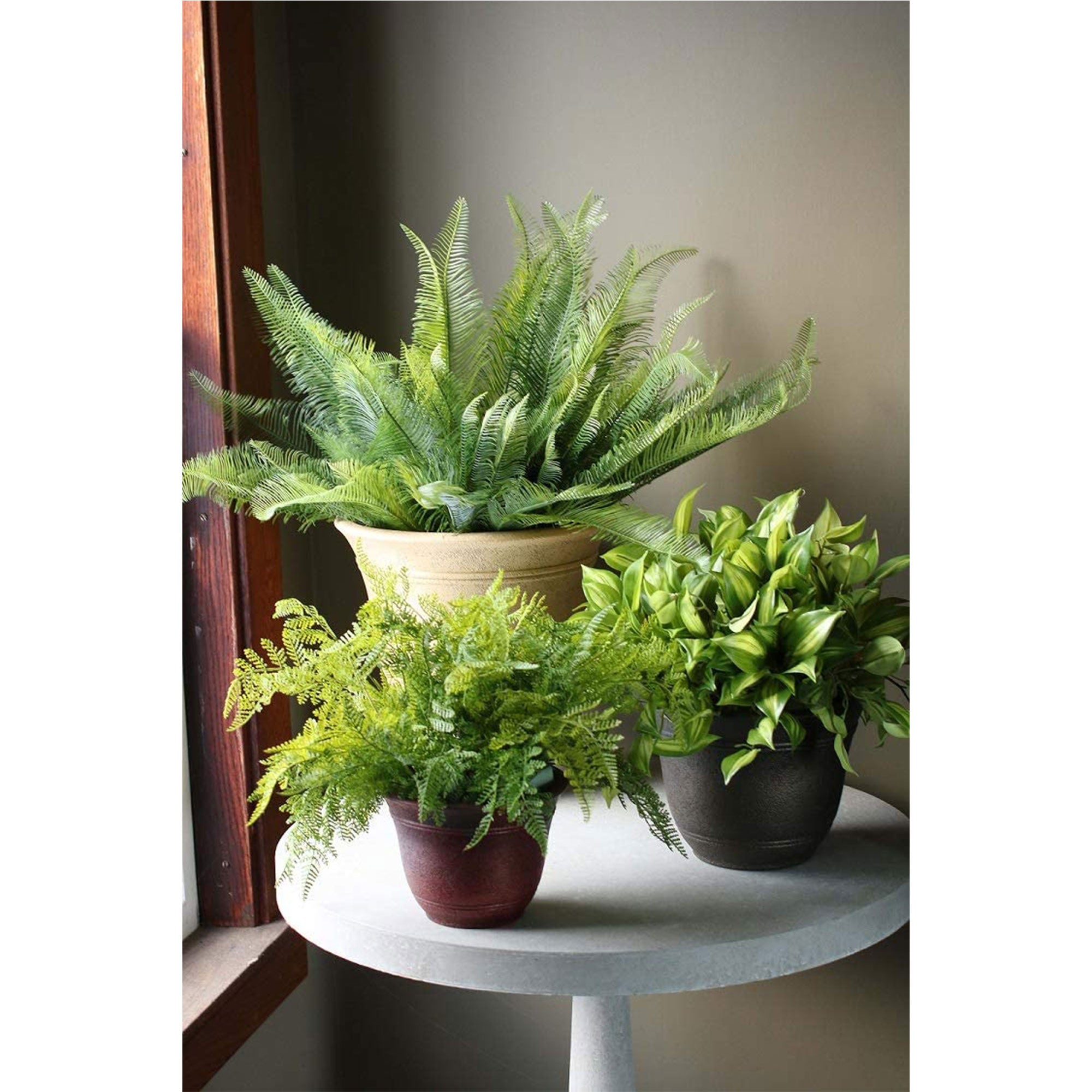 HC Companies 13-Inch Wide Sierra Planter Round Plastic Planter, Nordic Bronze - VMInnovations