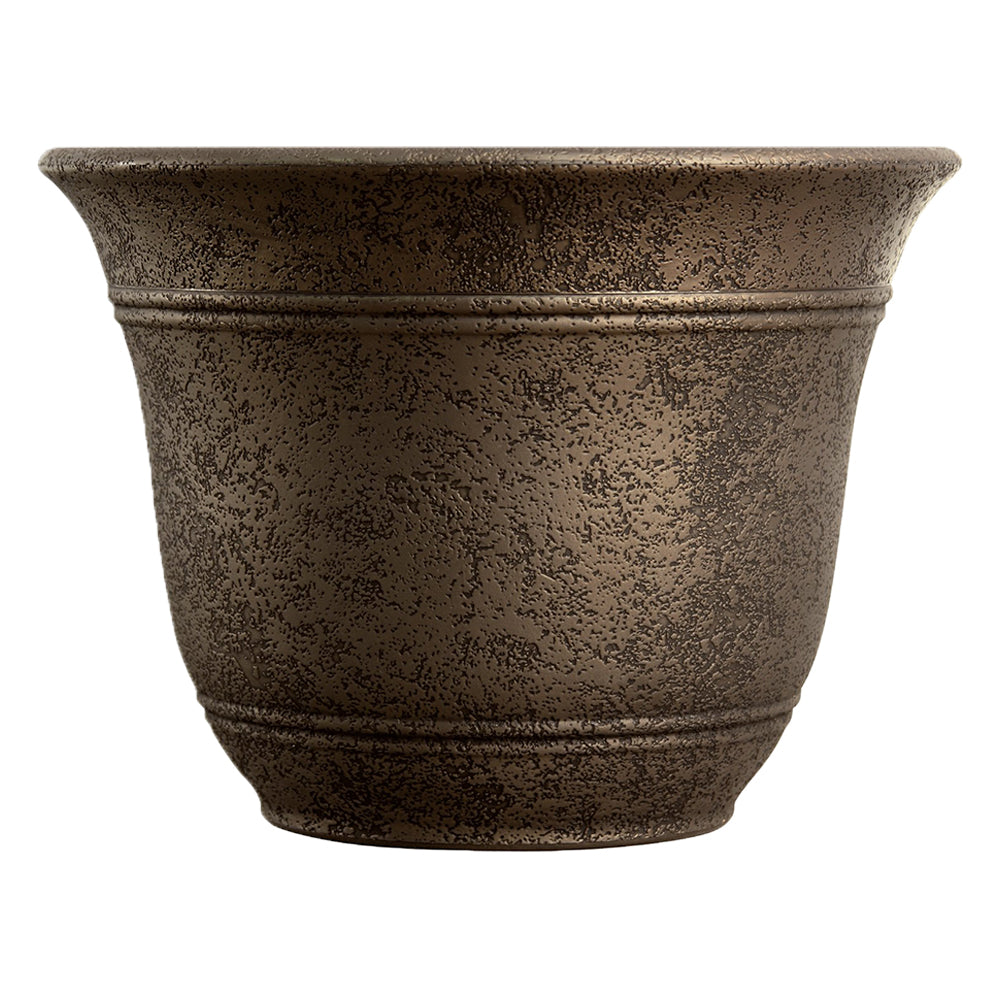 HC Companies 13" Wide Sierra Planter Round Plastic Planter, Nordic Bronze (3 Pk)