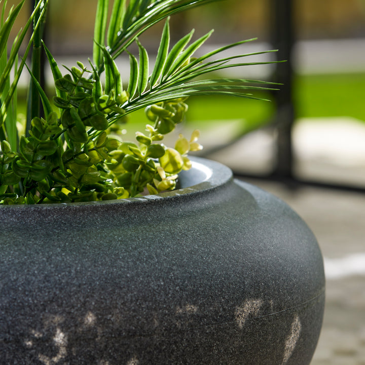 HC Companies 21" Decorative Plastic Garden Hose Storage Pot, Granite (Open Box)