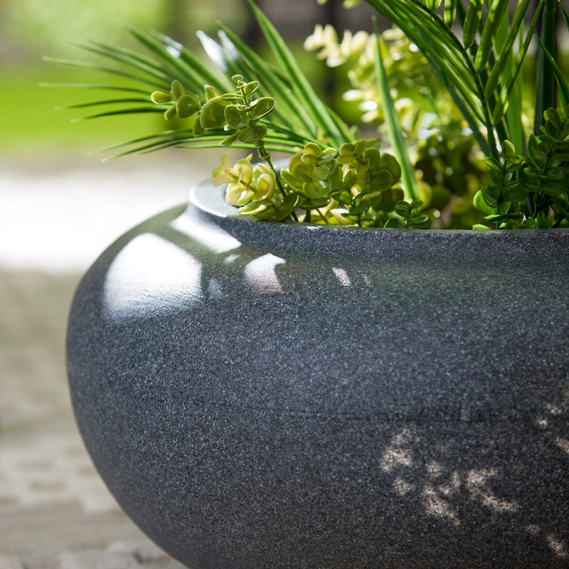 HC Companies 21" Decorative Plastic Garden Hose Storage Pot, Granite (Open Box)