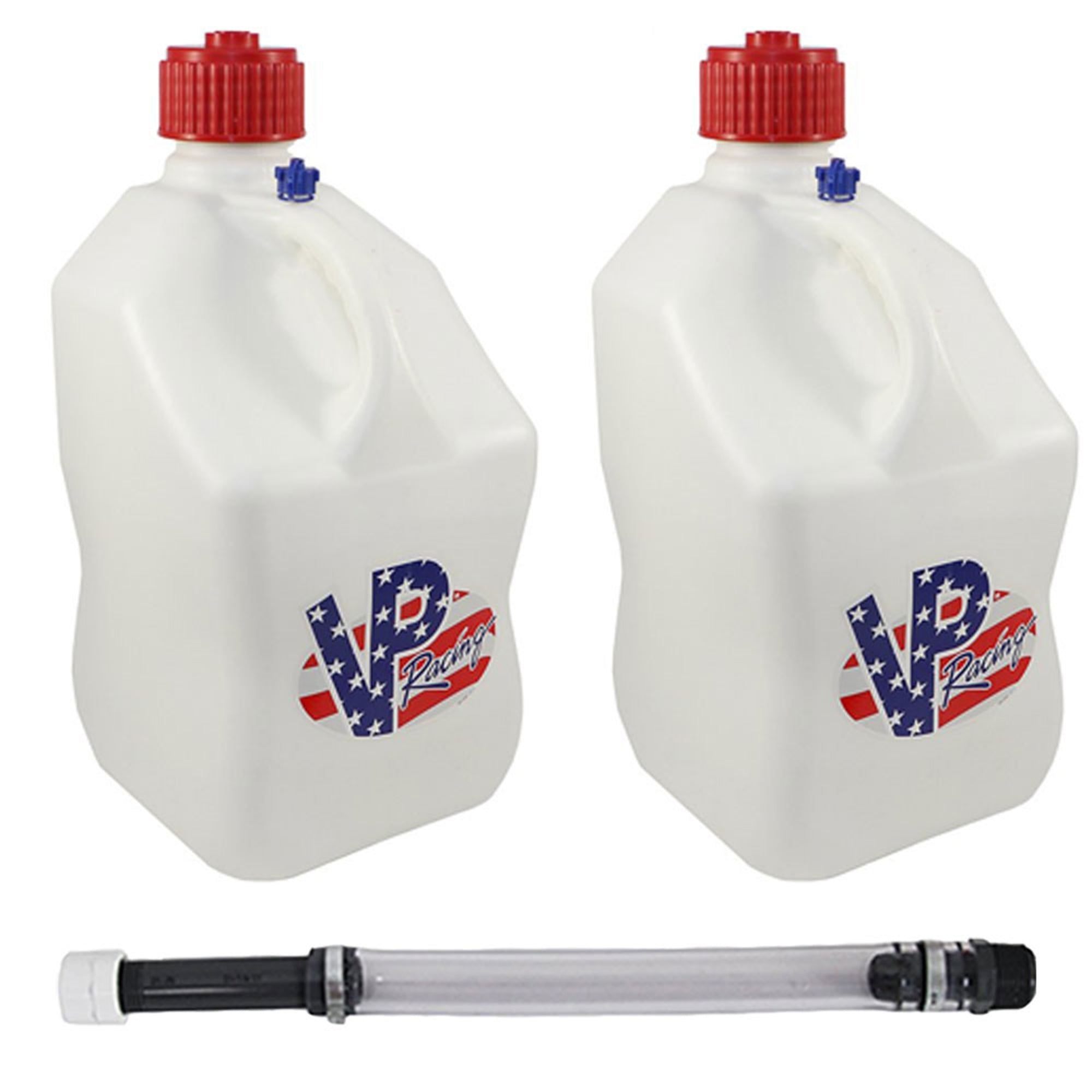VP Racing Fuels 5.5 Gal Utility Patriotic Container (2 Pack) with 14 Inch Hose