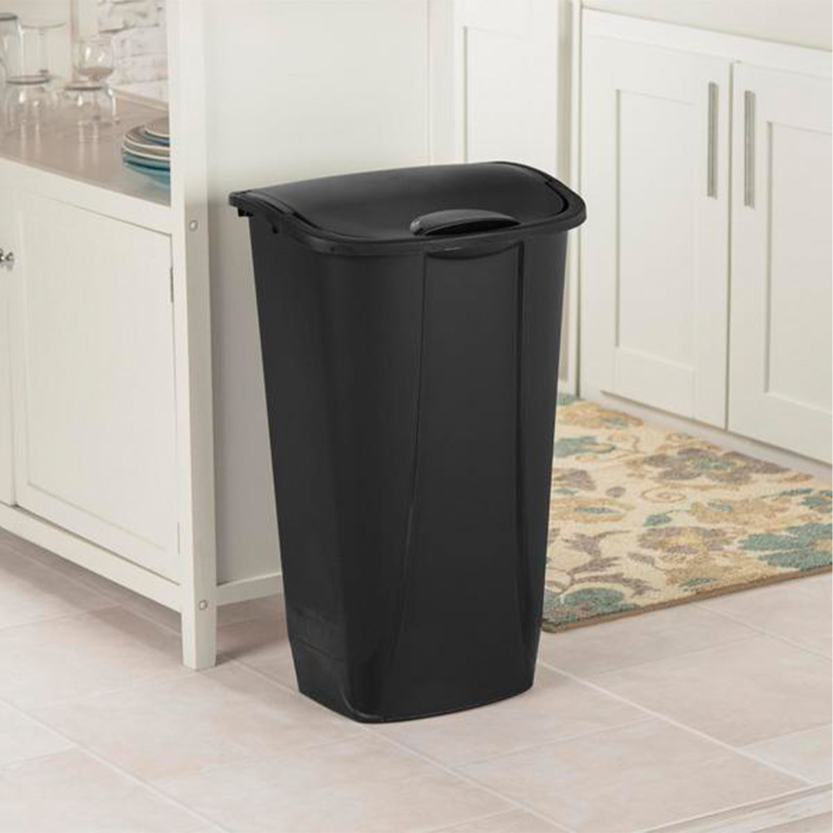 Sterilite 11 Gallon SwingTop Clean Black Wastebasket Trash Can, Black (12 Pack)