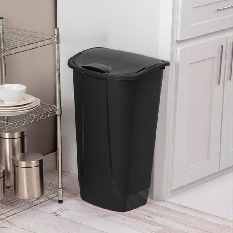 Sterilite 11 Gallon SwingTop Clean Black Wastebasket Trash Can, Black (12 Pack)