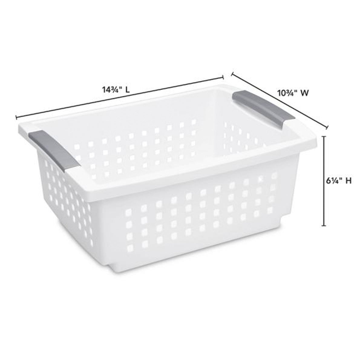 Sterilite Medium Sized Stackable Storage & Organization Basket, White (30 Pack)