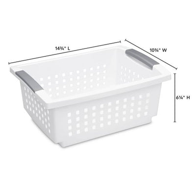 Sterilite Medium Plastic Stackable Storage Organizer Basket Bin, White (10 Pack)