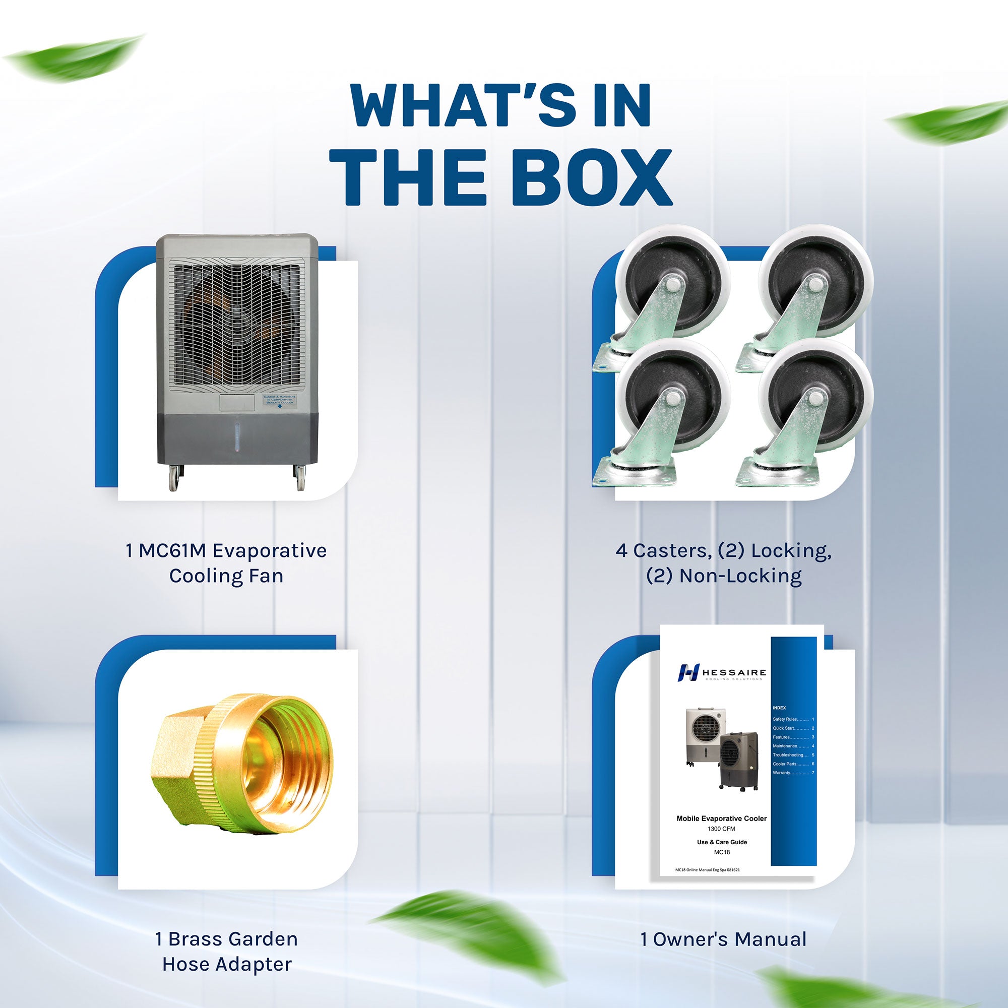Hessaire MC61M Indoor/Outdoor Portable 1,600 Sq Ft Evaporative Swamp Air Cooler