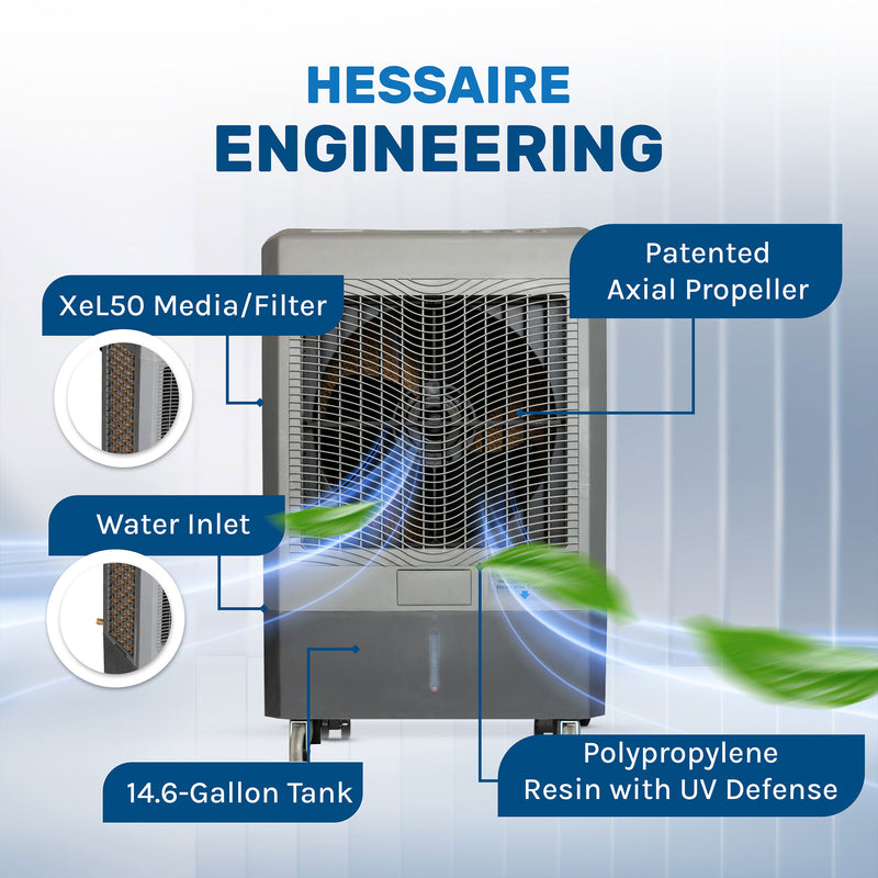 Hessaire MC61M Indoor/Outdoor Portable 1,600 Sq Ft Evaporative Swamp Air Cooler