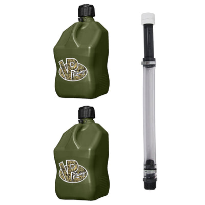 VP Racing Fuels 5.5 Gal Utility Container Jugs (2 Pack) with 14 Inch Hose, Camo
