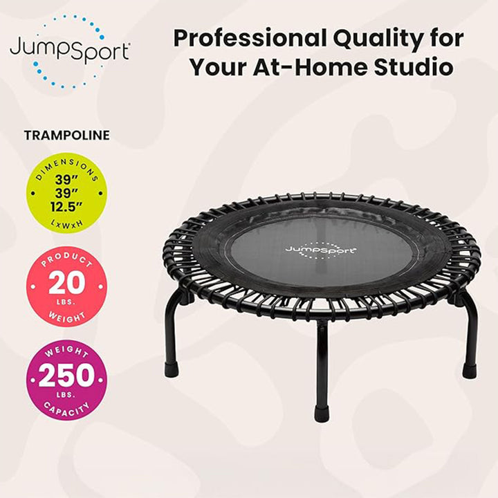 JumpSport 220 Small Rebounder for Adults, 39" ESSENTIAL Home Fitness Trampoline