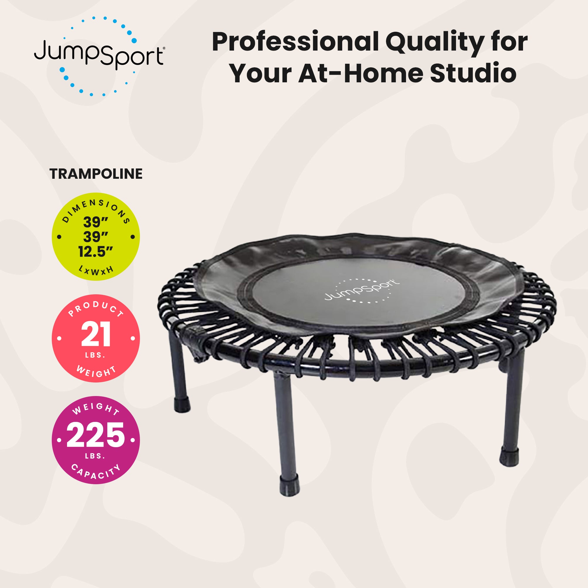 JumpSport 230F Folding Fitness Rebounder Trampoline for In Home Cardio Fitness - VMInnovations