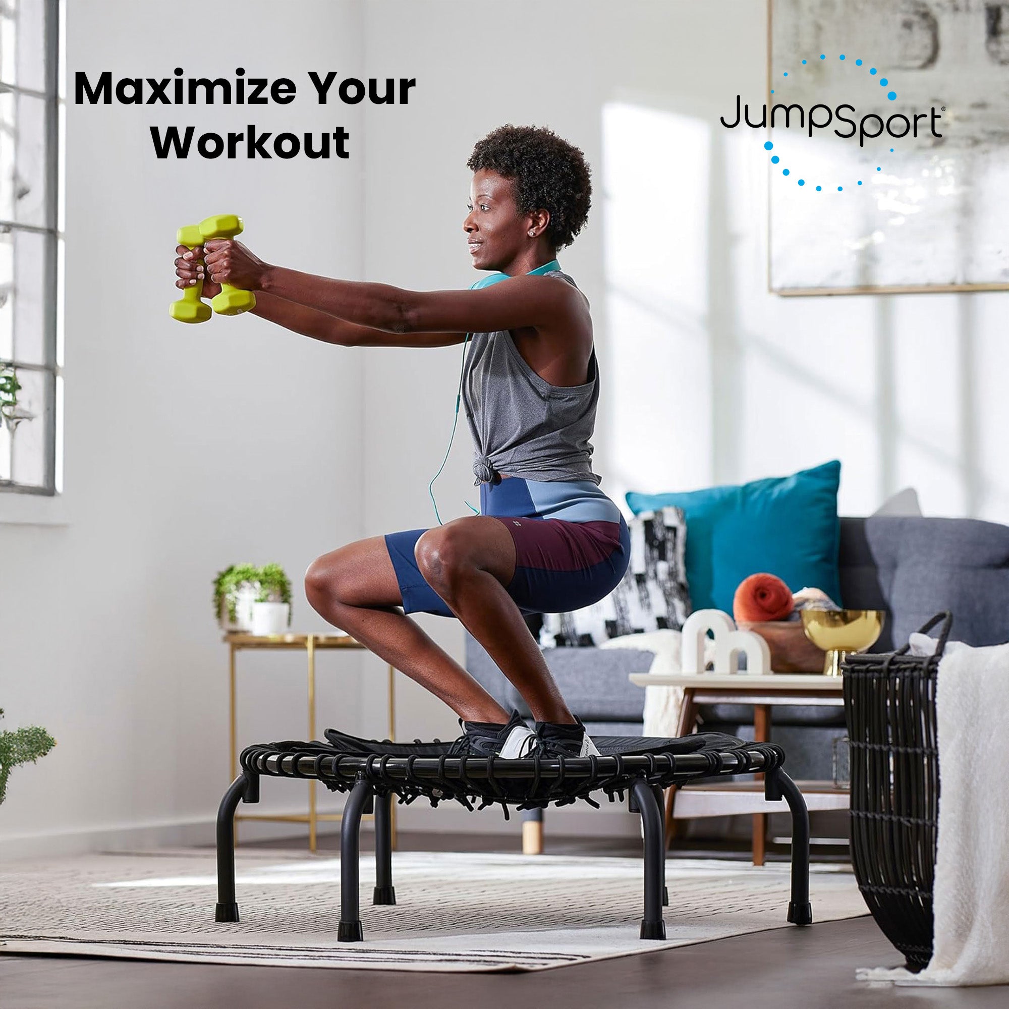 JumpSport 250 Workout Rebounder for Adults 39" Mini Fitness Trampoline(Open Box)