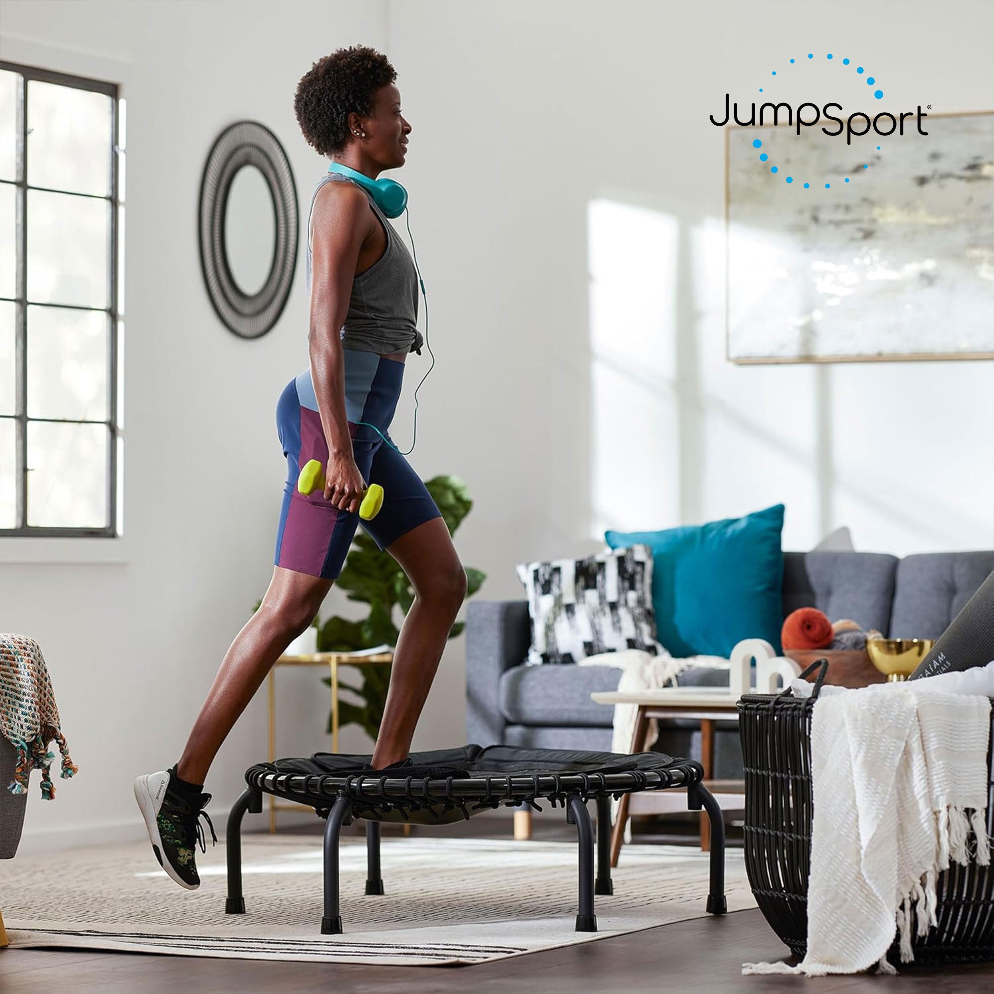 JumpSport 250 Workout Rebounder for Adults 39" Mini Fitness Trampoline(Open Box)