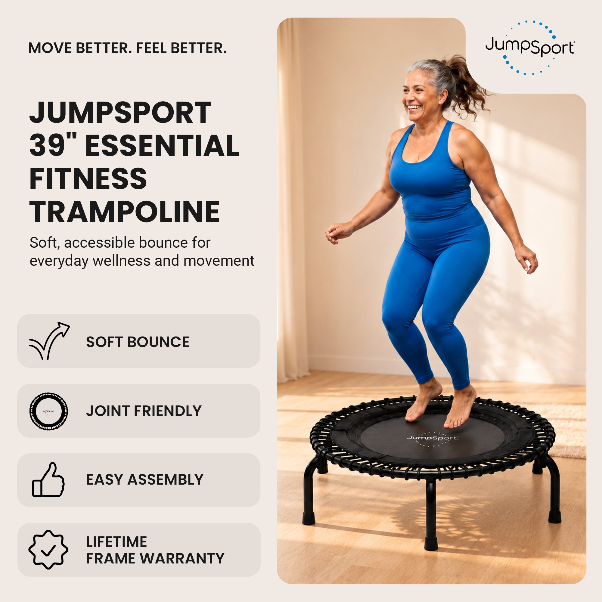 JumpSport 250 Fitness Rebounder Mini Trampoline for In Home Fitness (For Parts)