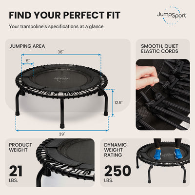 JumpSport 250 Fitness Rebounder Mini Trampoline for In Home Fitness (For Parts)