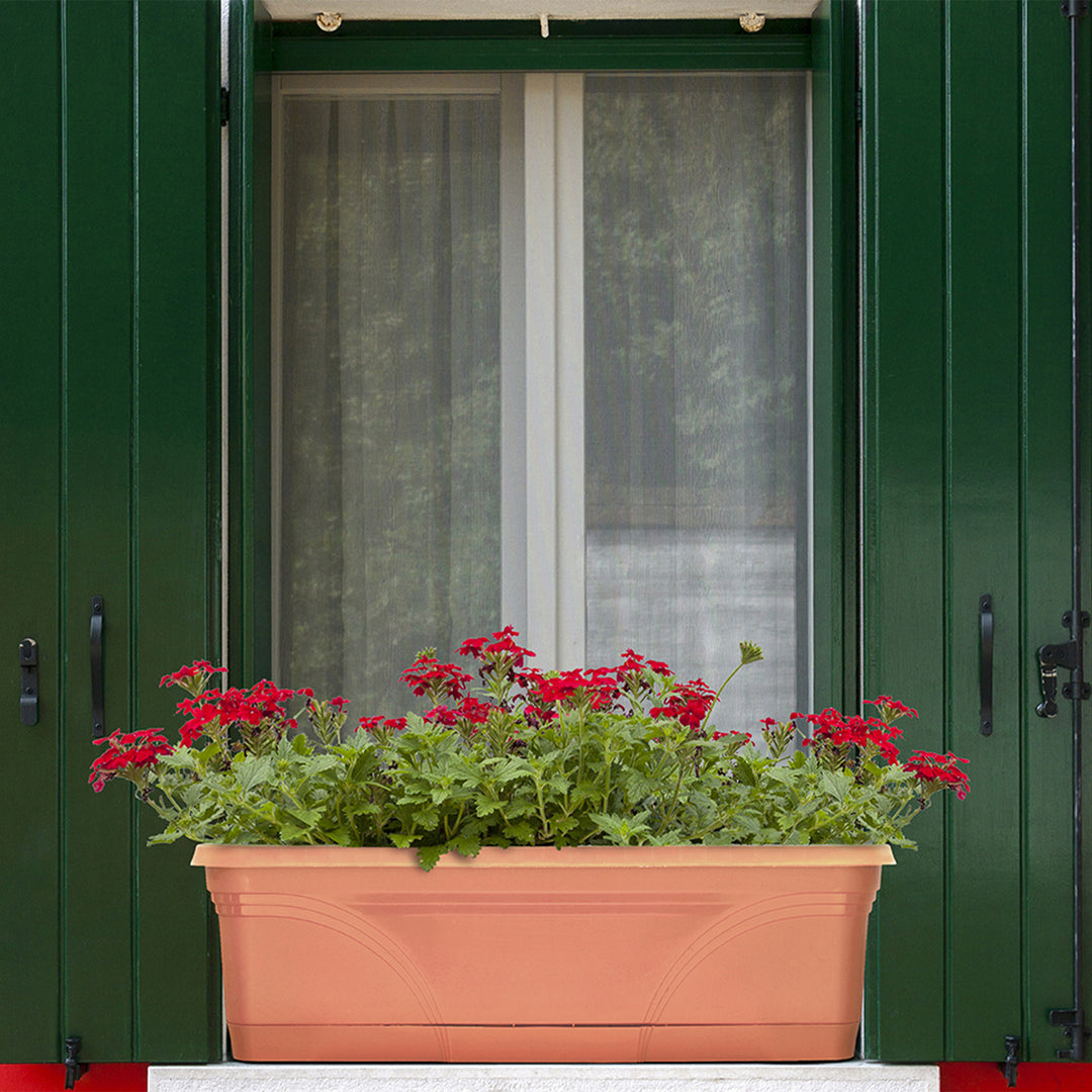 Southern Patio 36 Inch Medallion Hanging Garden Box Planter, Terracotta (2 Pack)