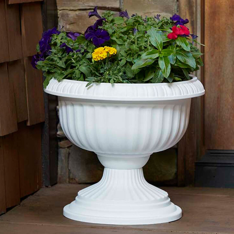 Southern Patio Dynamic Design Outdoor 18 In Resin Grecian Urn Planter Pot, White