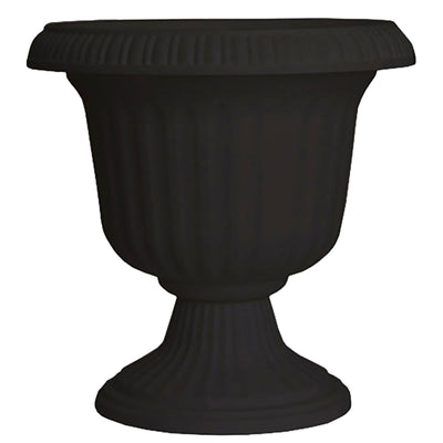 Southern Patio 14 Inch Lightweight Outdoor Utopian Urn Planter, Black (2 Pack)