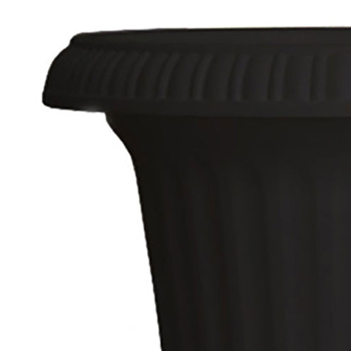Southern Patio Large 14 In Outdoor Resin Utopian Urn Planter, Black (Open Box)