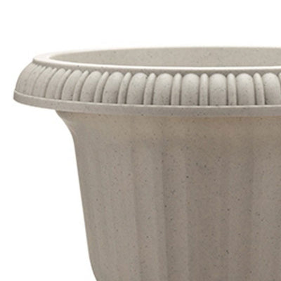 Southern Patio 14" Outdoor Lightweight Resin Utopian Urn Planter, Stone (2 Pack) - VMInnovations
