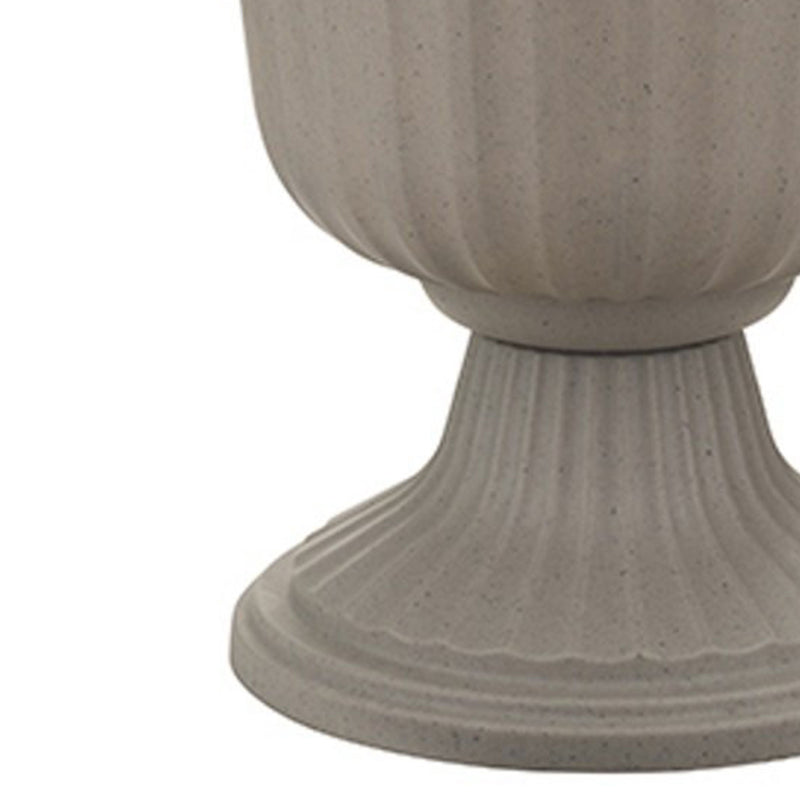 Southern Patio 14" Outdoor Lightweight Resin Utopian Urn Planter, Stone (2 Pack) - VMInnovations