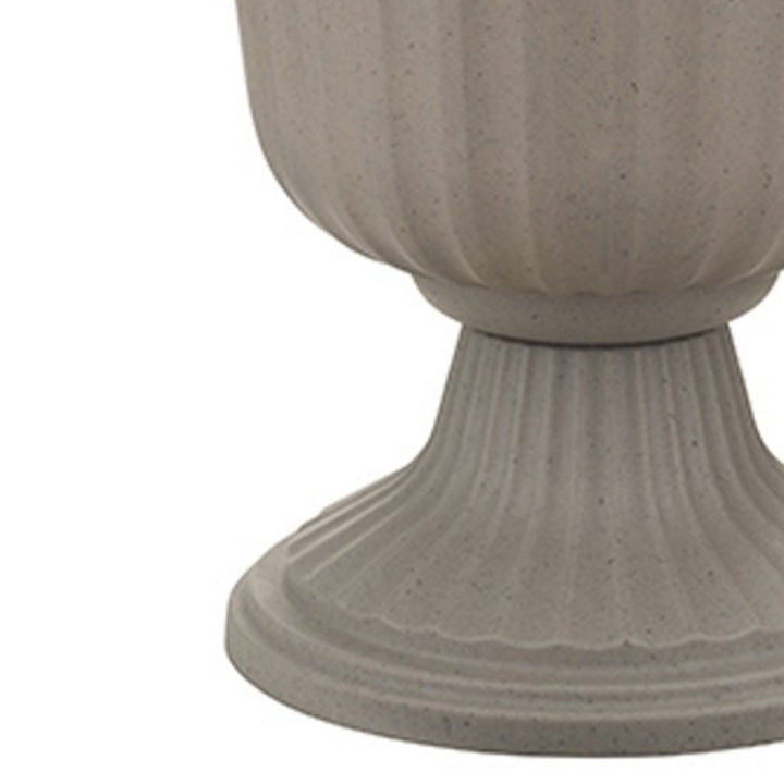 Southern Patio 14" Outdoor Lightweight Resin Utopian Urn Planter, Stone (2 Pack)