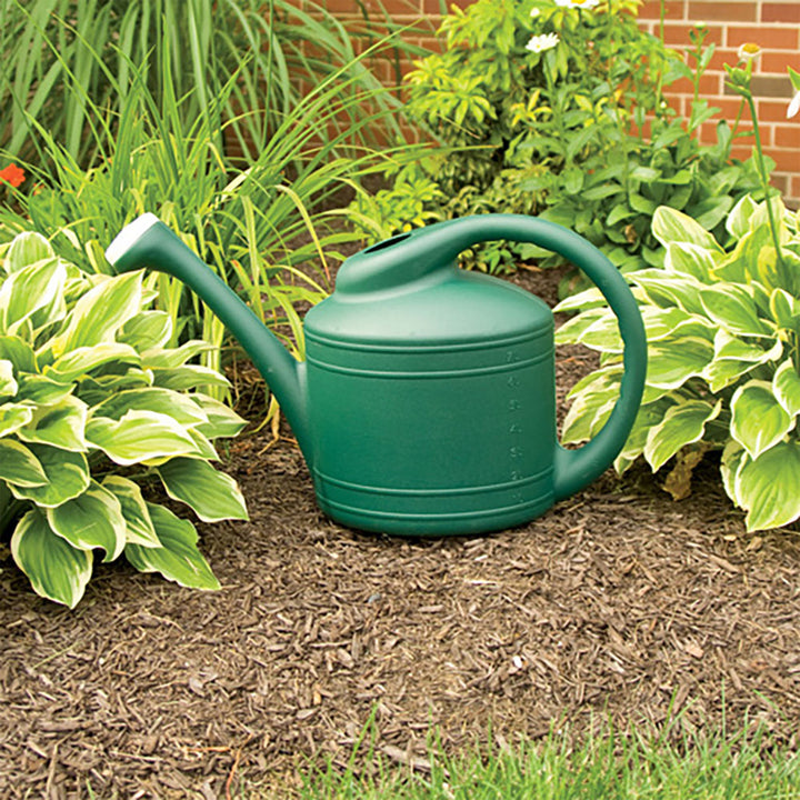 Southern Patio Large 2 Gallon Plastic Rainfall Garden Plant Watering Can, Green