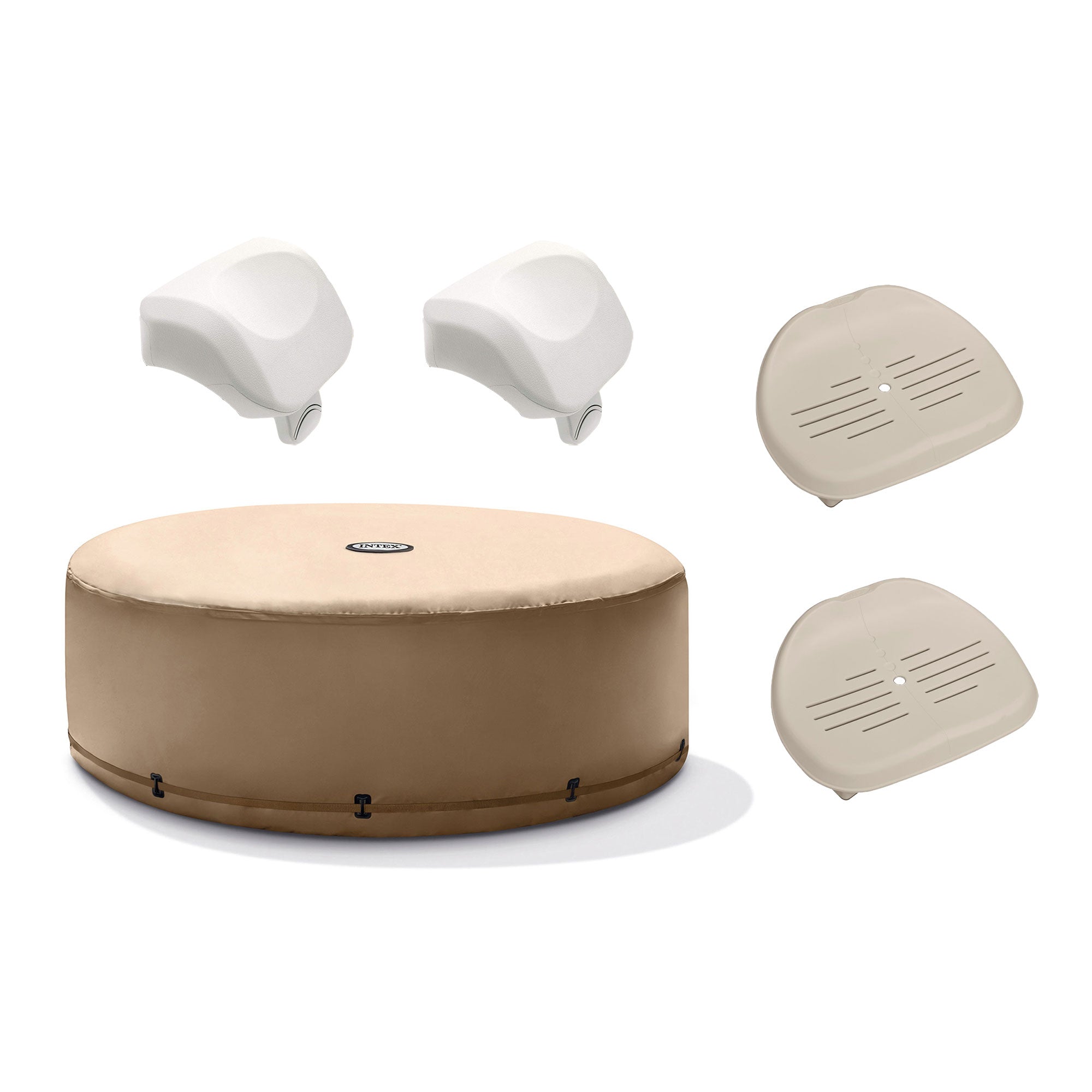 Intex PureSpa Hot Tub Cover w/ Foam Headrest (2 Pack) & Removable Seat (2 Pack) - VMInnovations