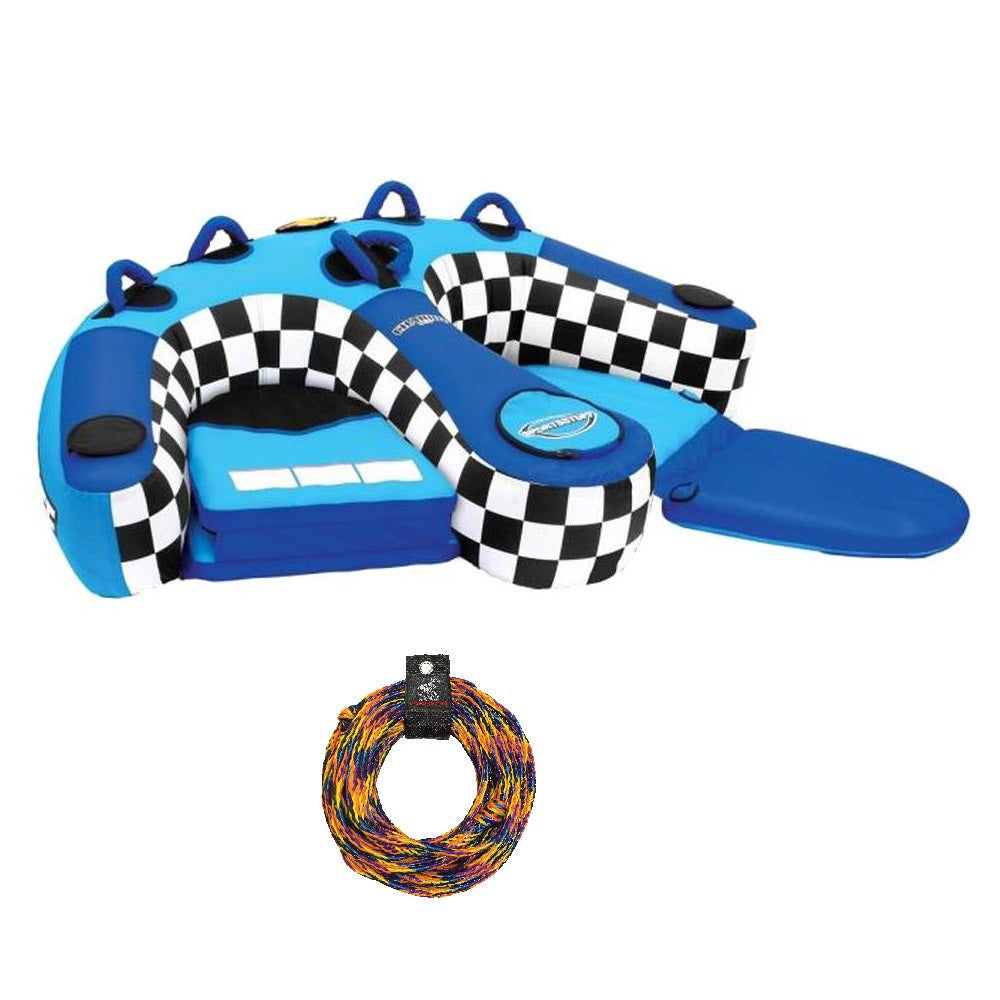 Airhead SPORTSSTUFF 53-1982 Chariot Duo Double Rider Towable & 60' Tube Tow Rope