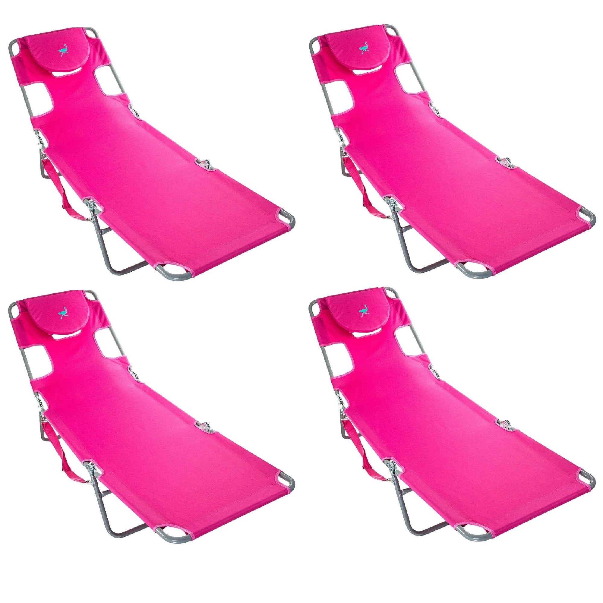 Ostrich Chaise Lounge Folding Portable Sunbathing Poolside Beach Chair (4 Pack) - VMInnovations