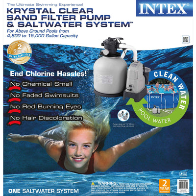 Intex Saltwater System & Sand Filter Pump w/ Pool Replacement Hose(2 Pack)