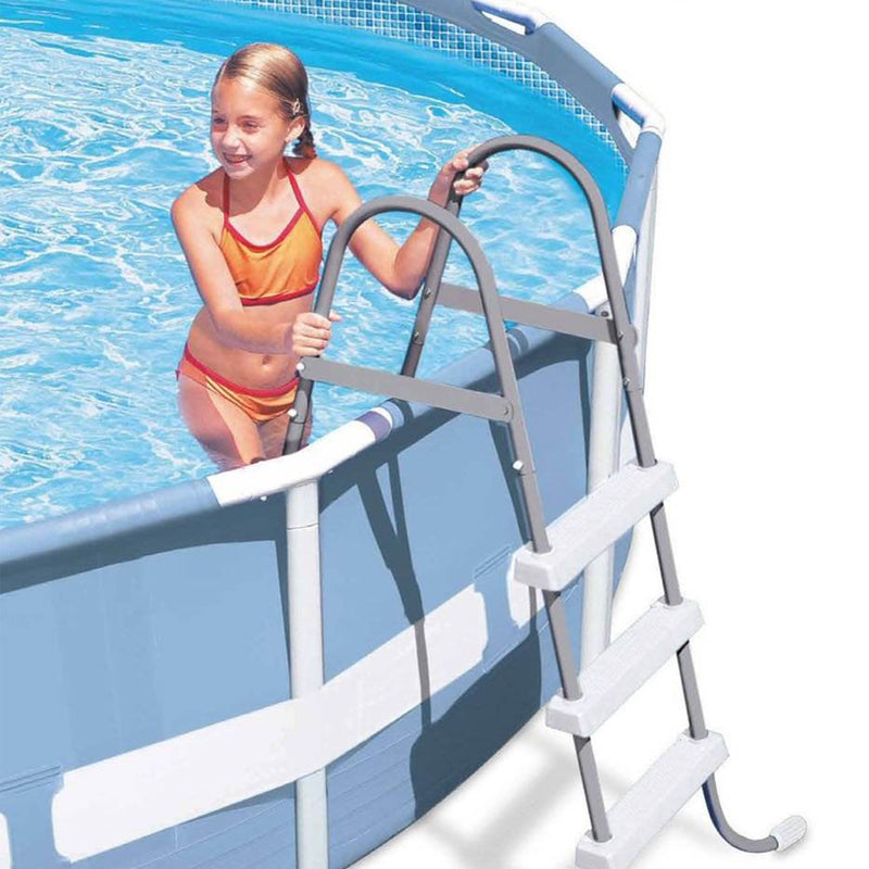 Intex Above Ground Steel Frame Pool Ladder 42-Inch + Protective Pool Ladder Mat