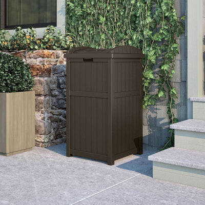 Suncast Trash Hideaway Outdoor Garbage Bin, Java (Open Box) (2 Pack)