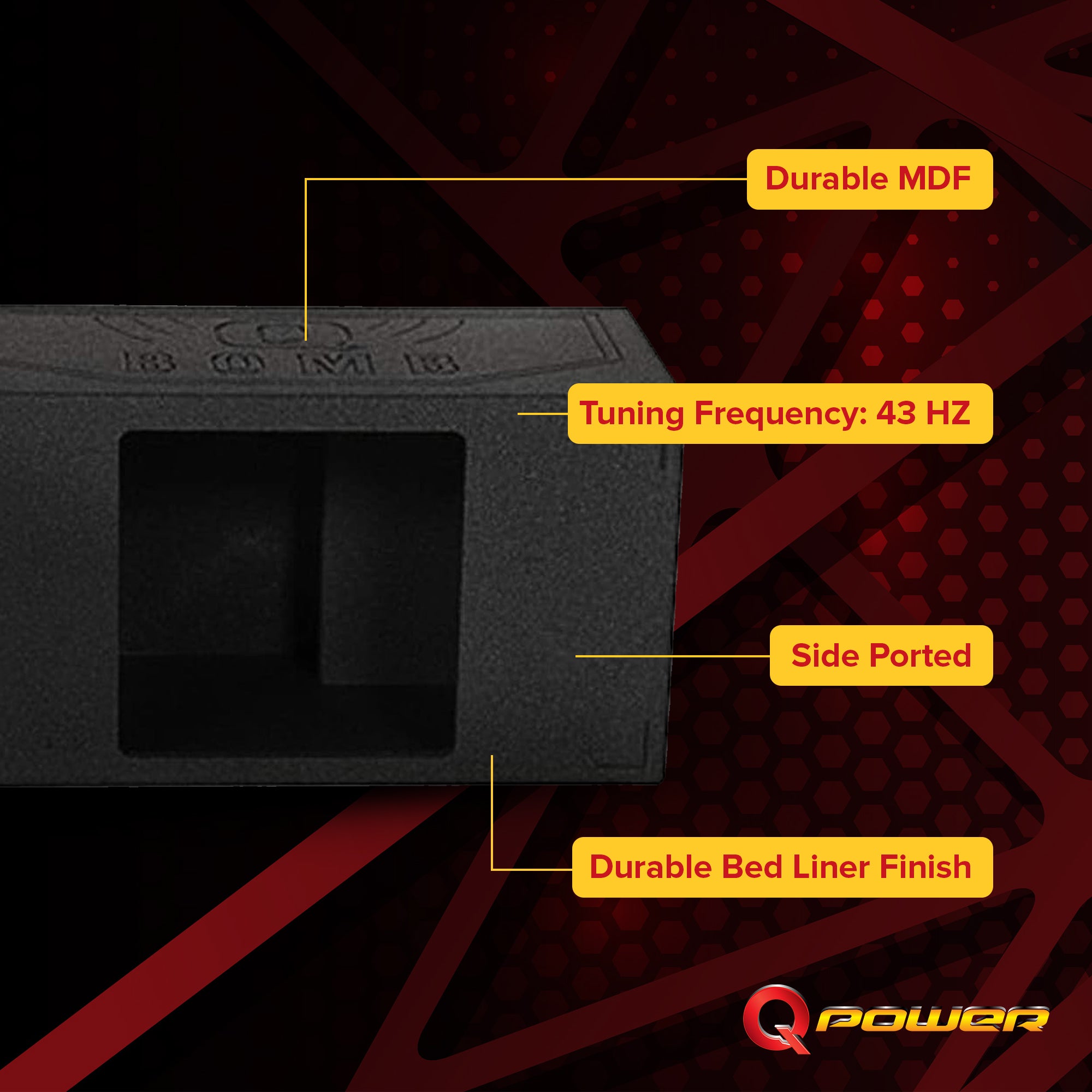 Q Power QBOMB12VLSQ Single 12 Inch Side Ported Speaker Box for Kicker L7 Sub - VMInnovations